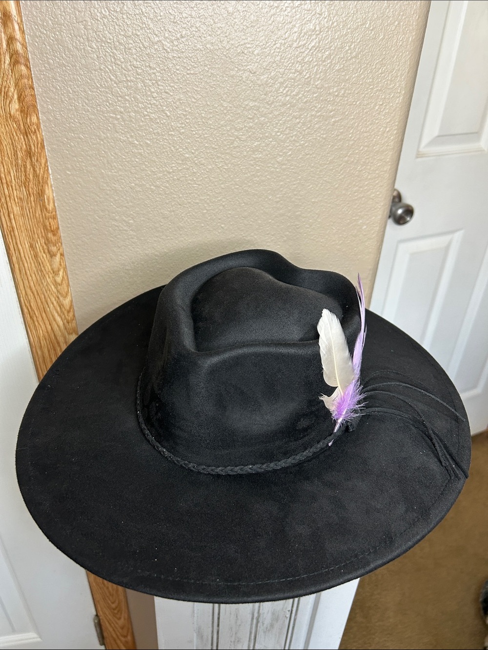 Western Black Heartcrown Wide Brim Fedora Hat